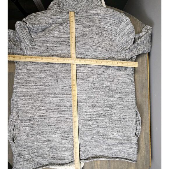 GAP Sherpa-Lined Space Dye Cardigan Sweater Jacket Coat Gray Large Cozy Comfy - Picture 7 of 8